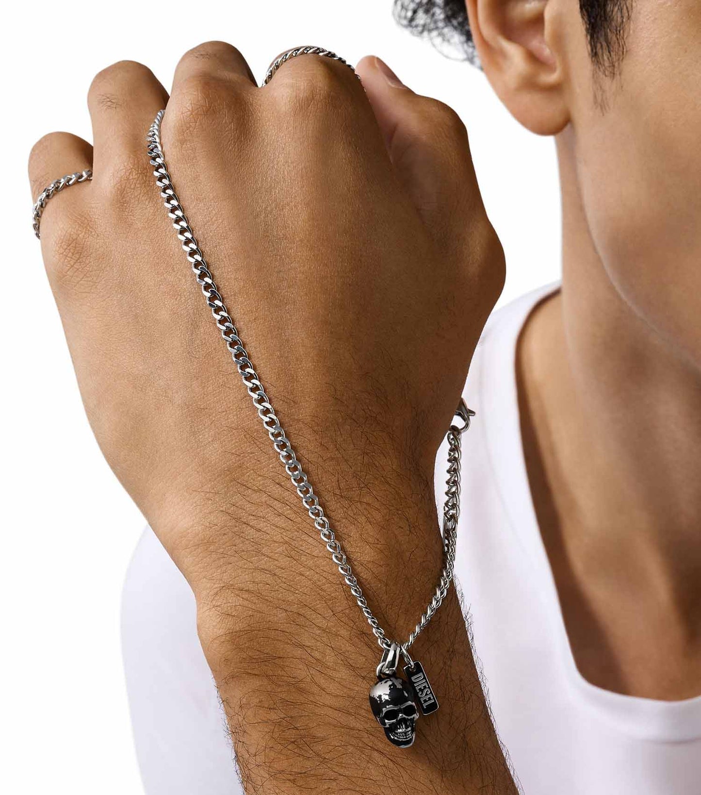 Men Na Necklace Black Enamel/Epoxy