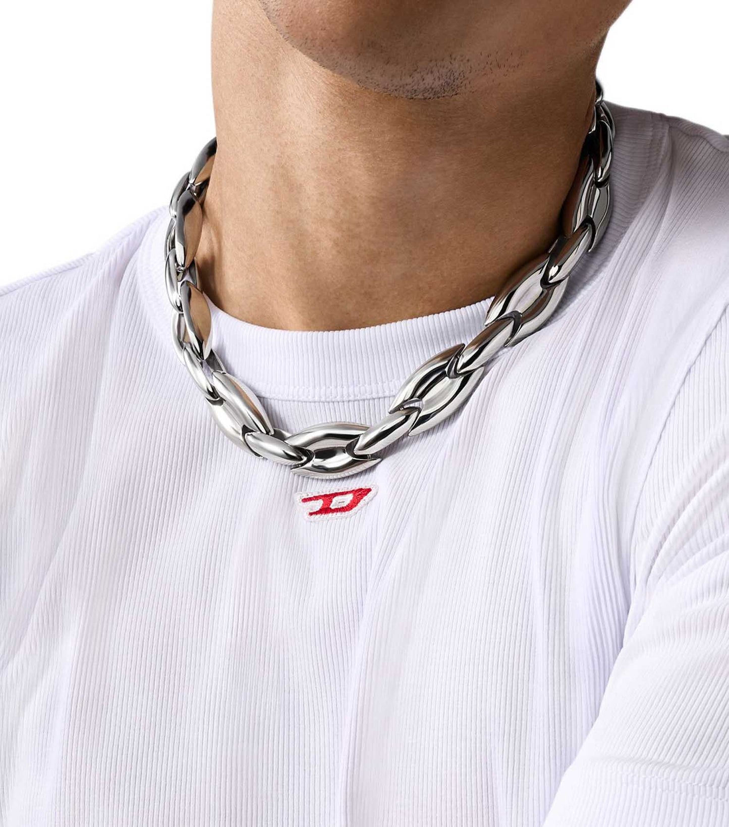 Women Grunge Necklace Silver Stainless Steel