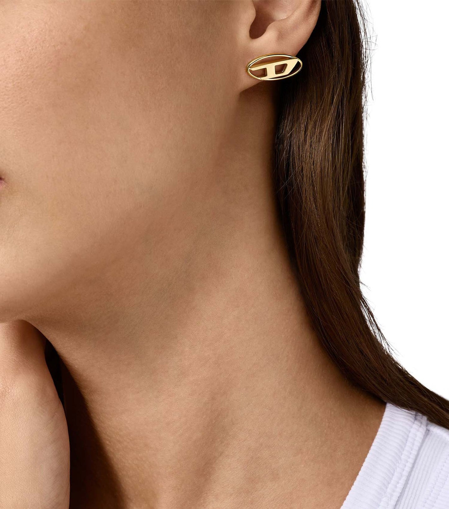 Men Oval D Logo Earring Gold Na