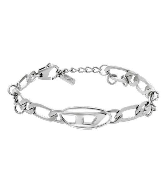Unisex Oval D Logo Bracelet Silver Stainless Steel