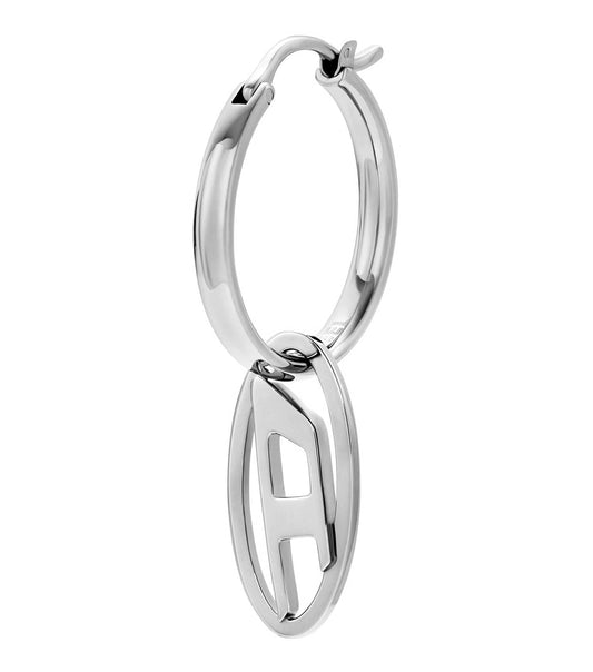 Women Oval D Logo Earring Silver Stainless Steel