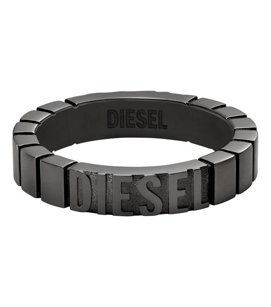 Men Diesel Font Ring Black Stainless Steel