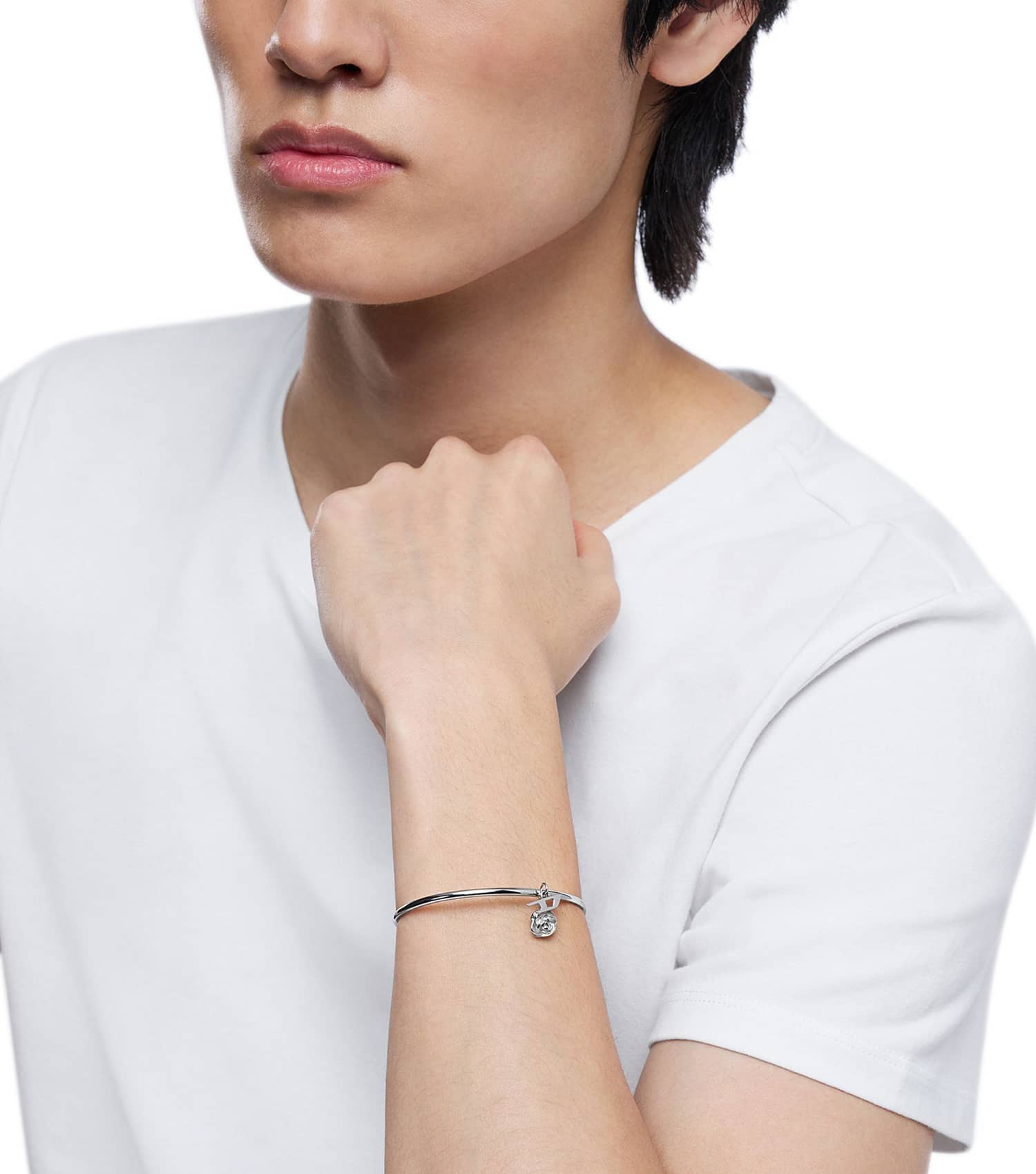 Gents D Logo Bracelet Silver Stainless Steel