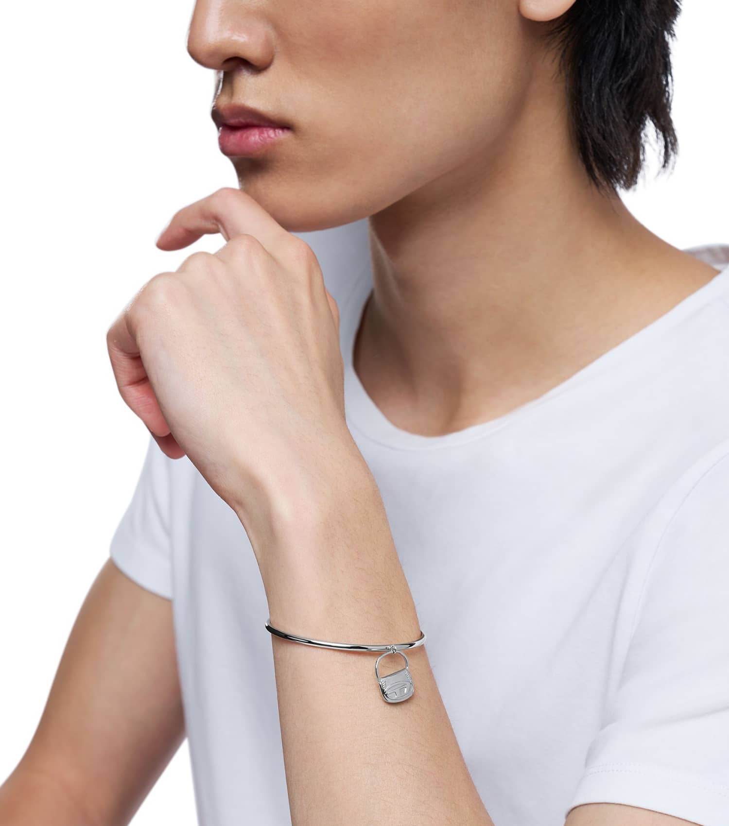 Gents Na Bracelet Silver Stainless Steel