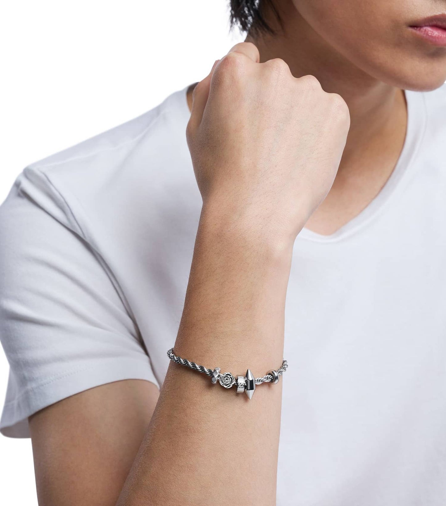Gents Na Bracelet Silver Stainless Steel