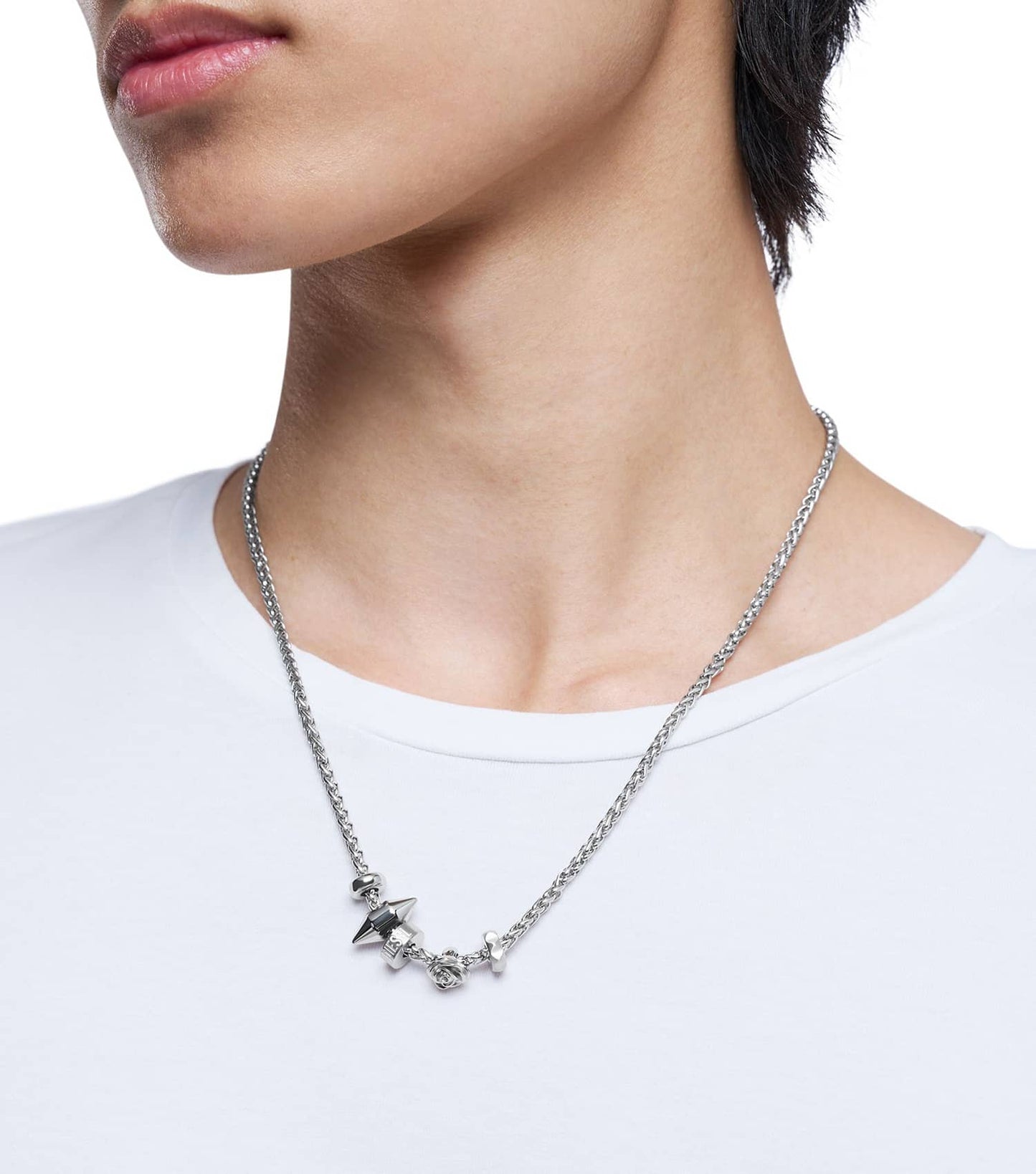 Gents Na Necklace Silver Stainless Steel