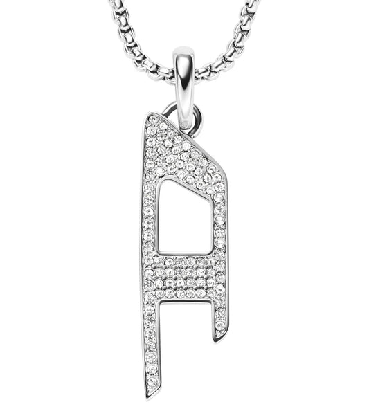 Gents D Logo Necklace Silver Stainless Steel