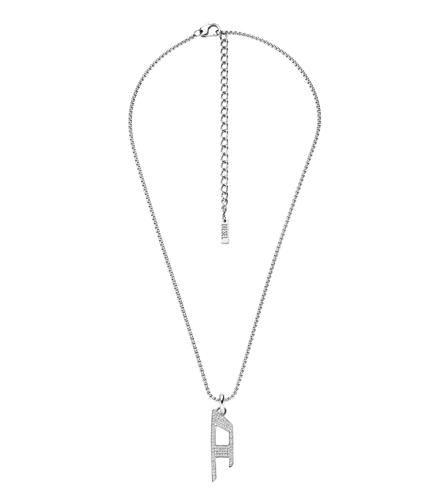 Gents D Logo Necklace Silver Stainless Steel