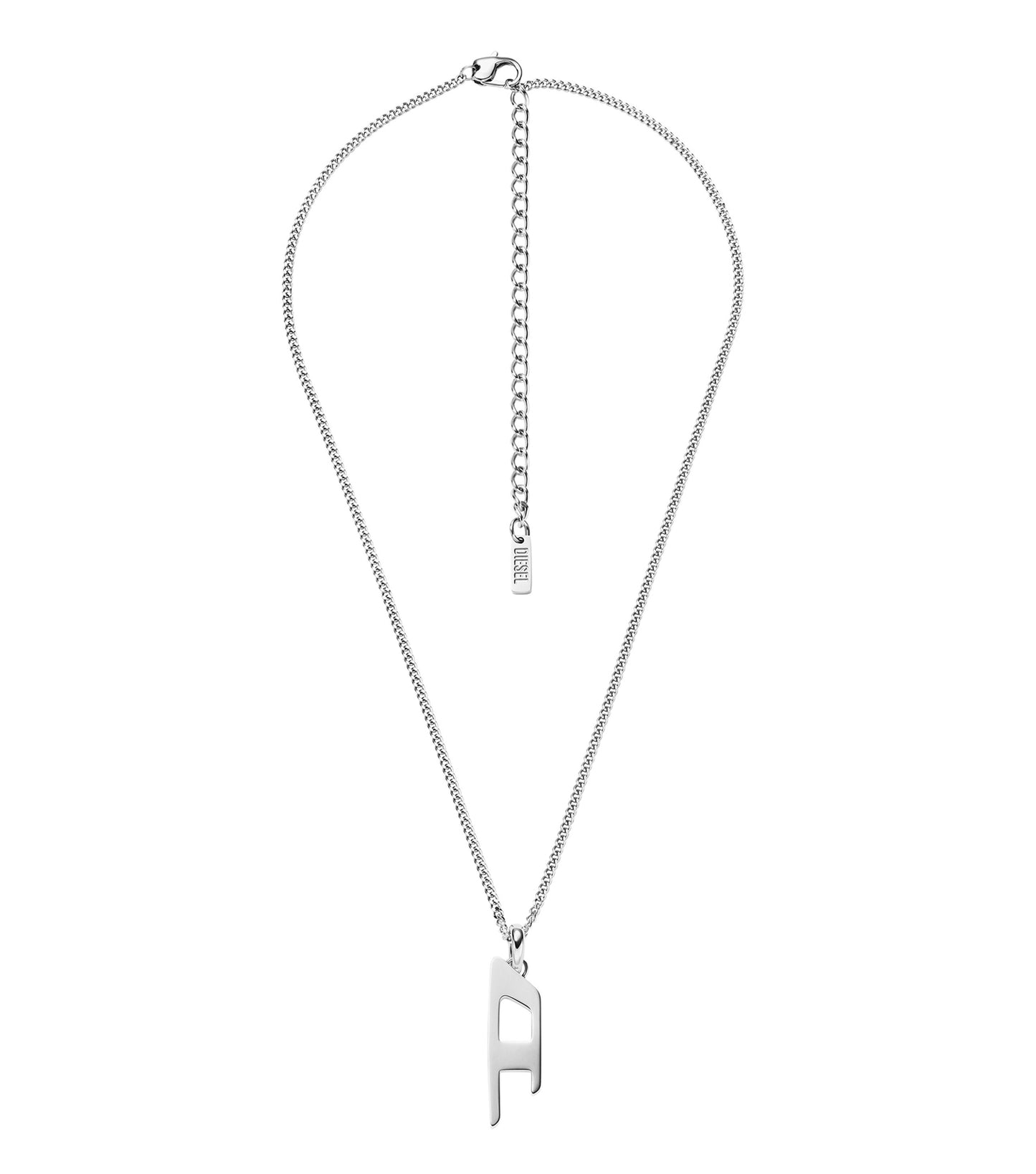 Gents D Logo Necklace Silver Stainless Steel