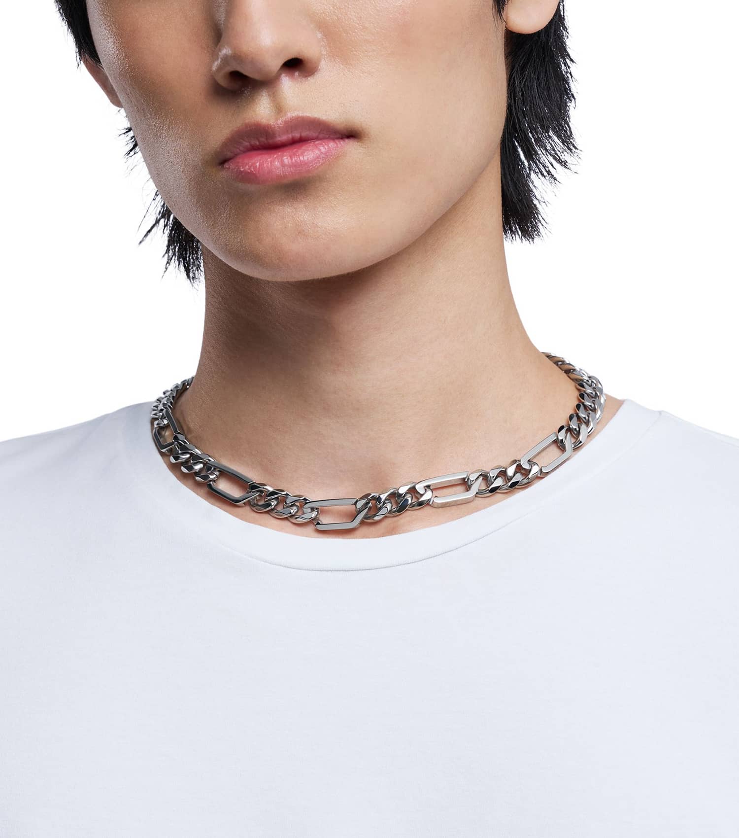 Gents D Logo Necklace Silver Stainless Steel