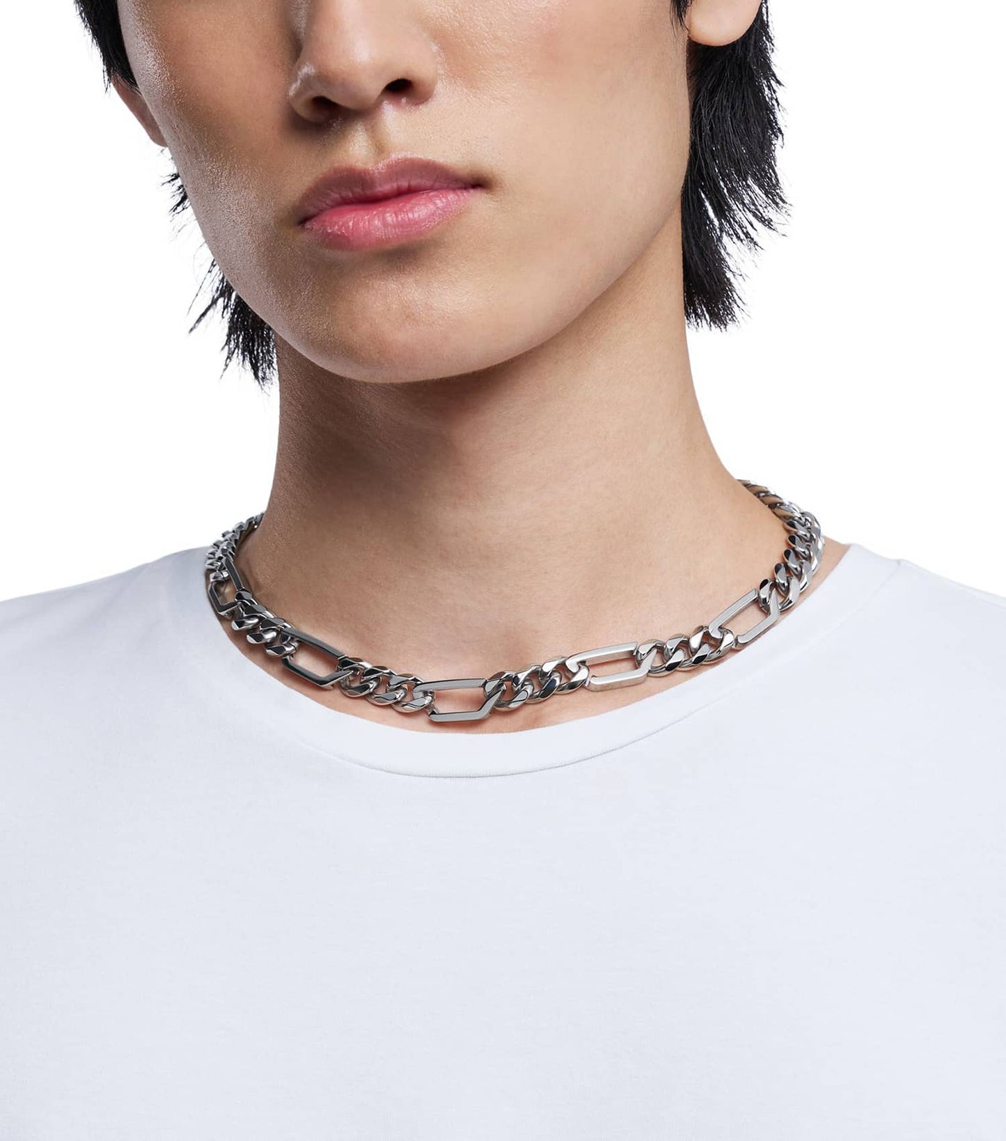 Gents D Logo Necklace Silver Stainless Steel