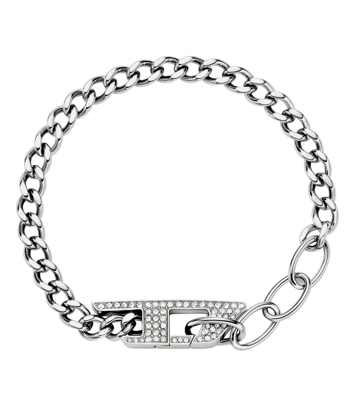 Gents D Logo Bracelet Silver Stainless Steel