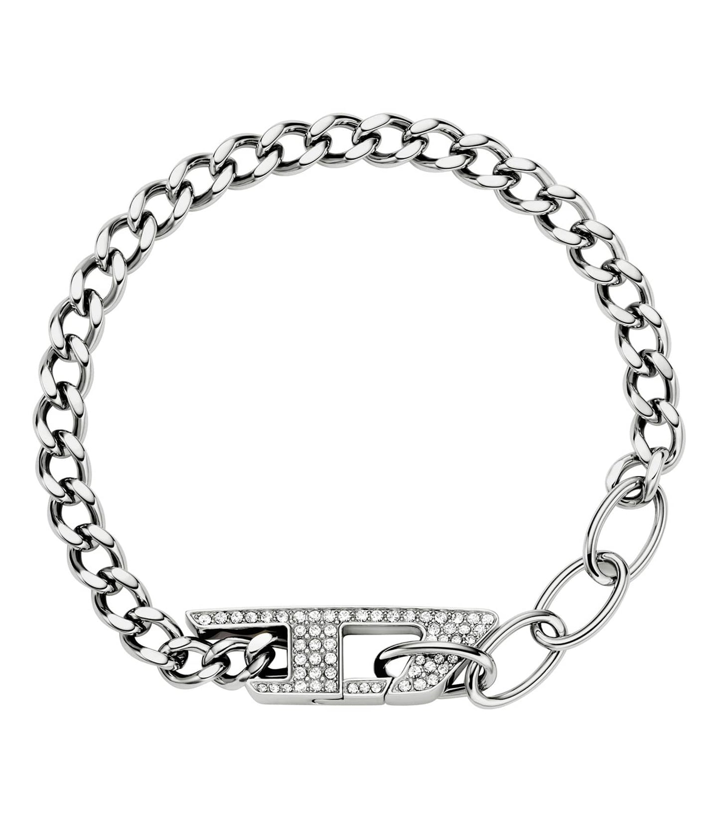 Gents D Logo Bracelet Silver Stainless Steel