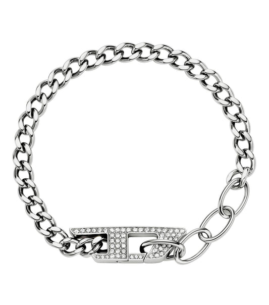 Gents D Logo Bracelet Silver Stainless Steel