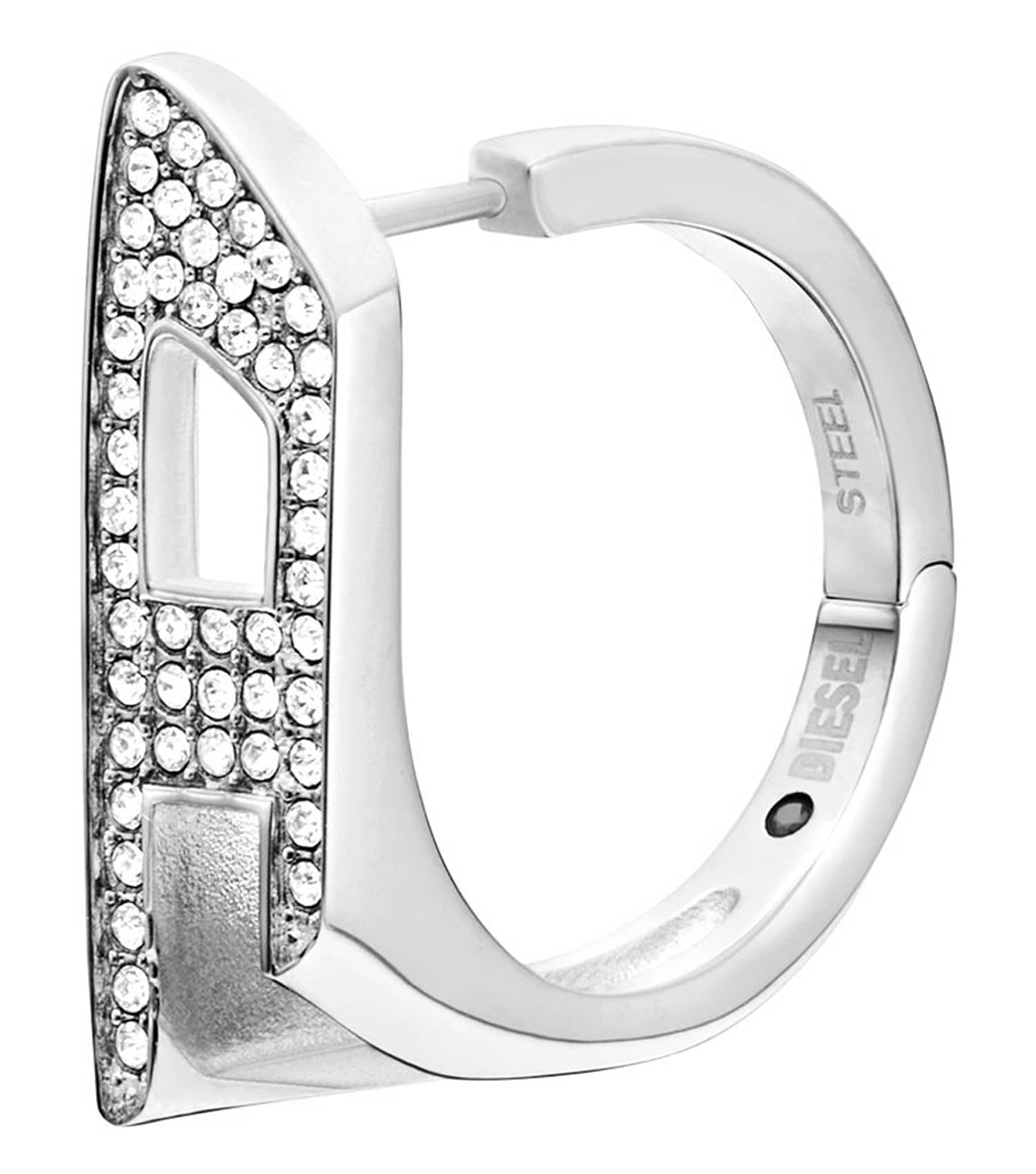 Gents D Logo Earring Silver Stainless Steel