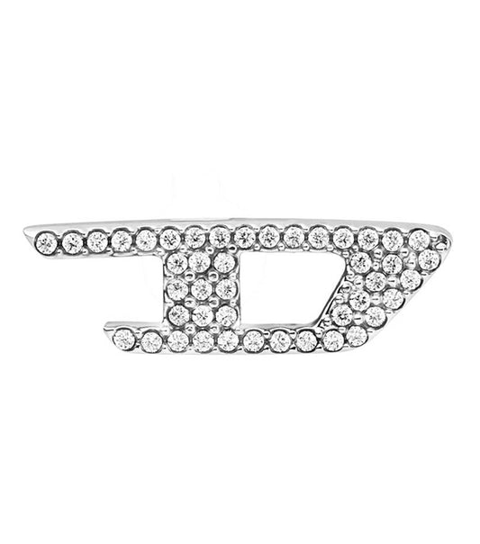 Gents D Logo Earring Silver Stainless Steel