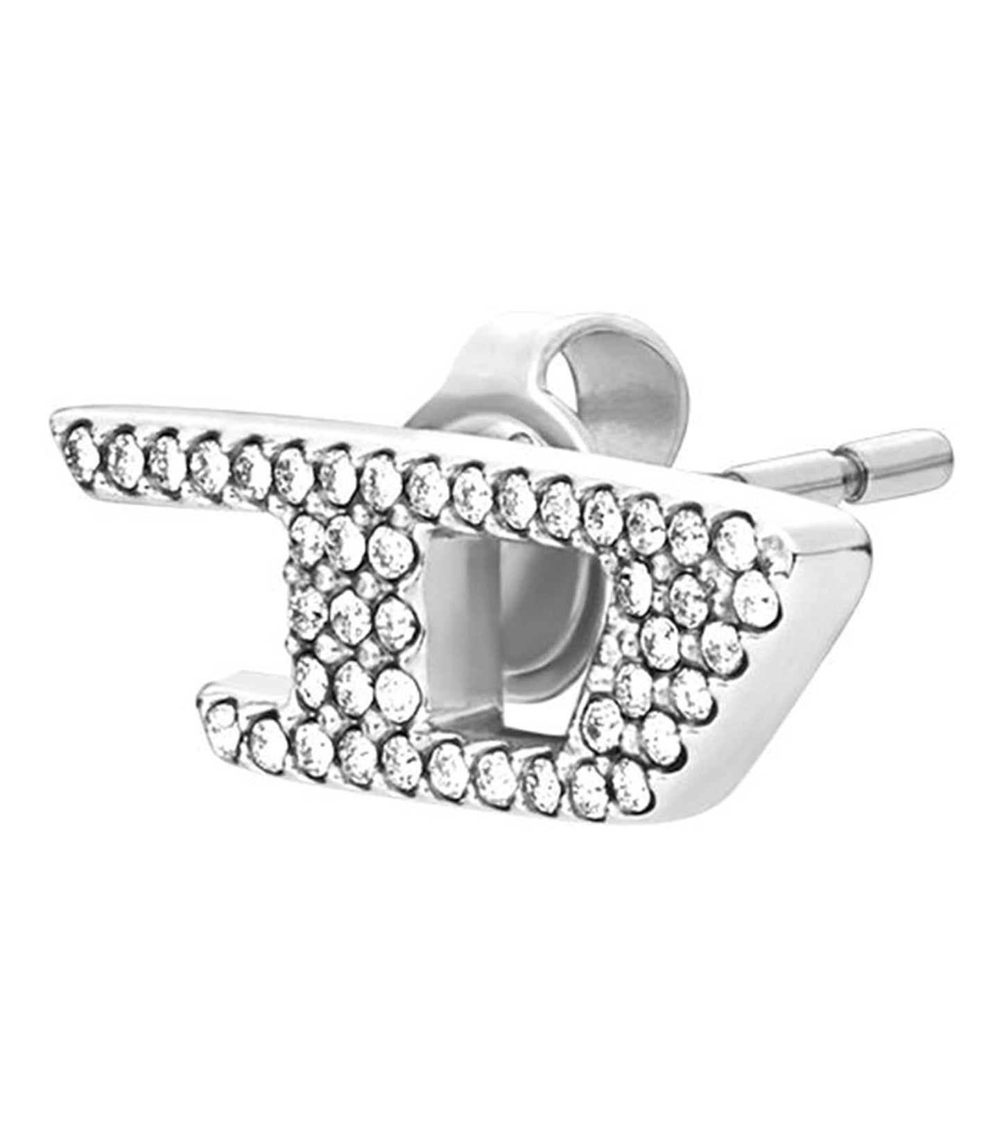 Gents D Logo Earring Silver Stainless Steel