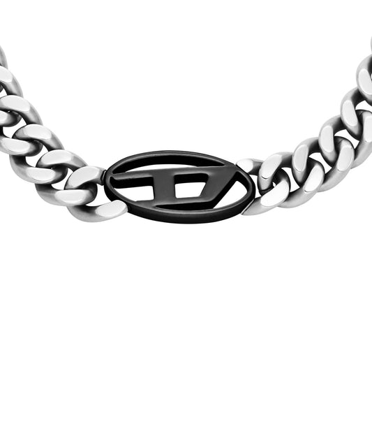 Gents Oval D Logo Necklace Multicolour Stainless Steel