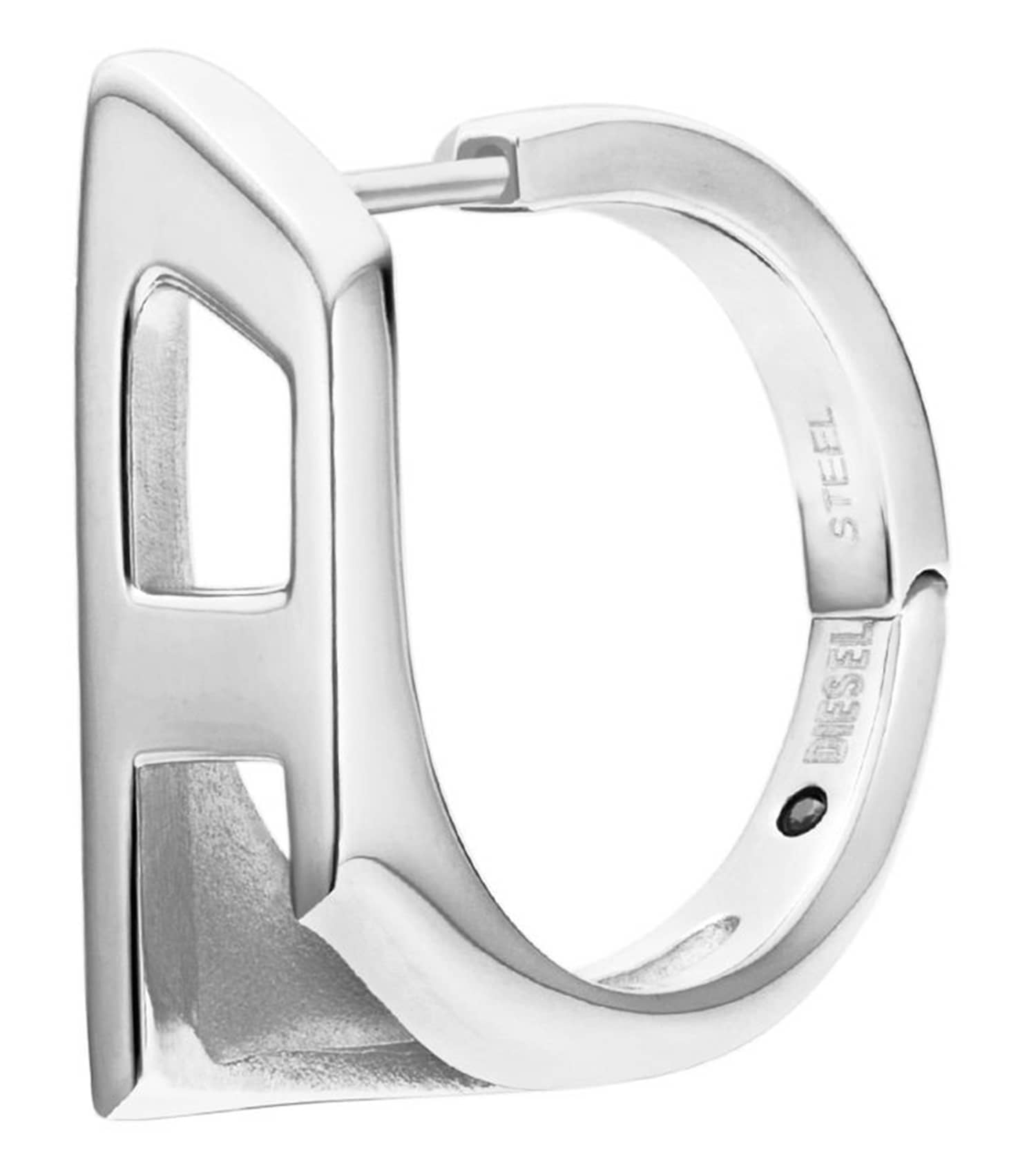 Gents D Logo Earring Silver Stainless Steel