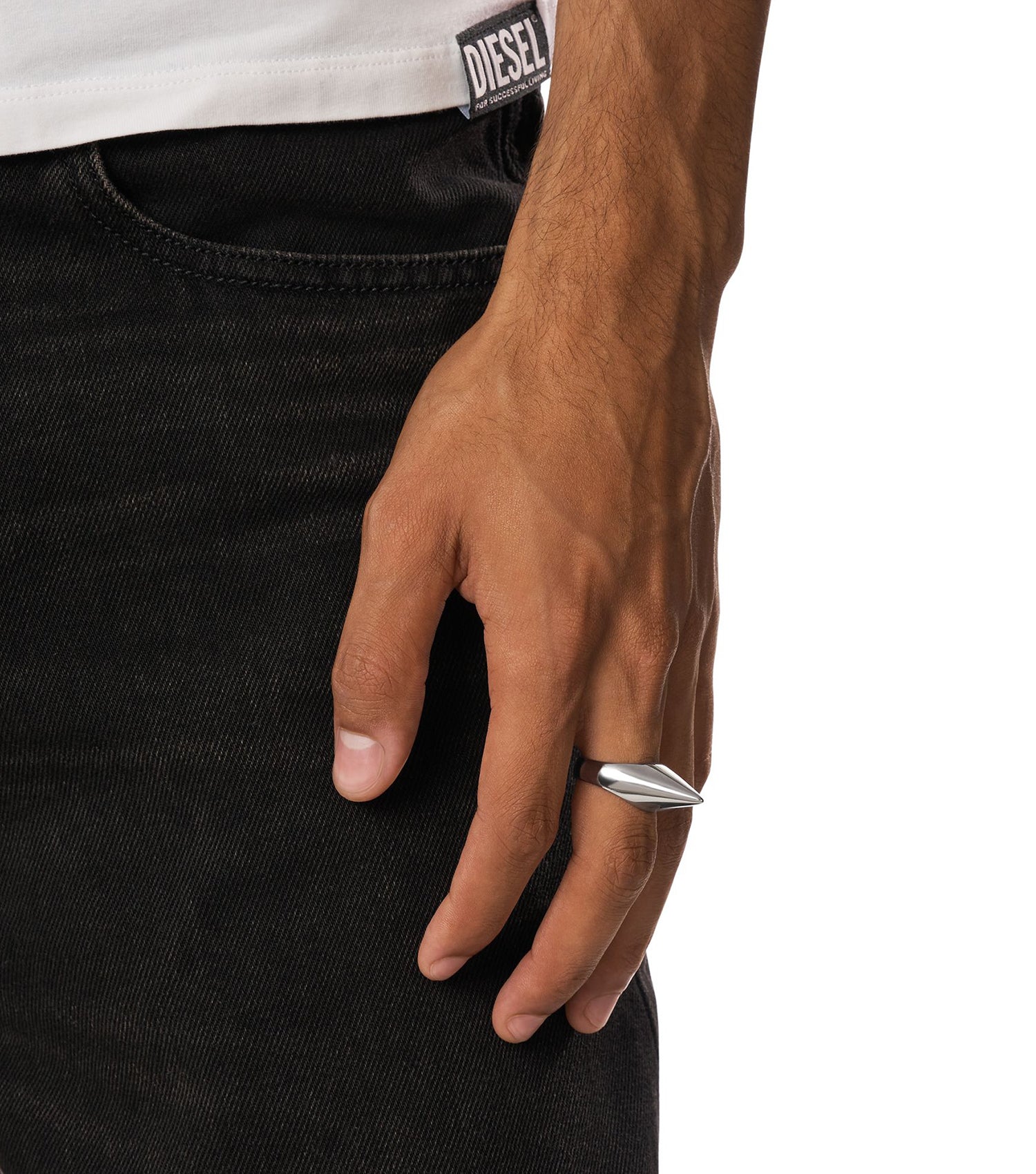 Unisex D Logo Ring Silver Stainless Steel