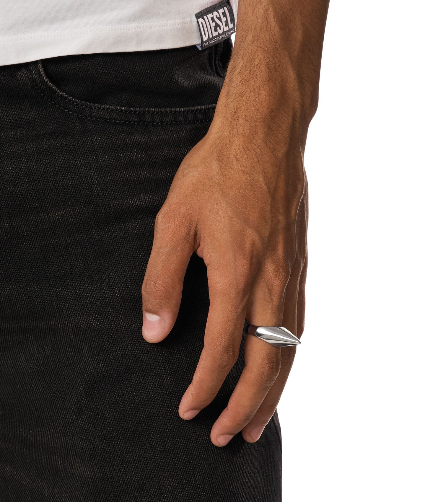 Unisex D Logo Ring Silver Stainless Steel