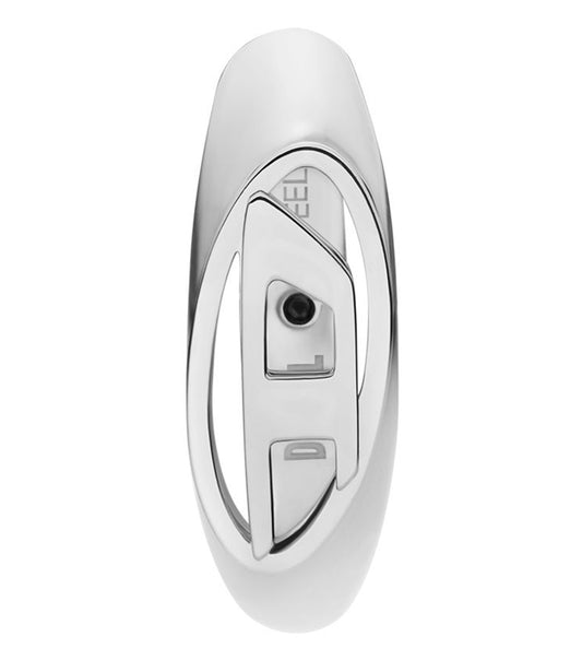 Unisex Oval D Logo Earring Silver Stainless Steel