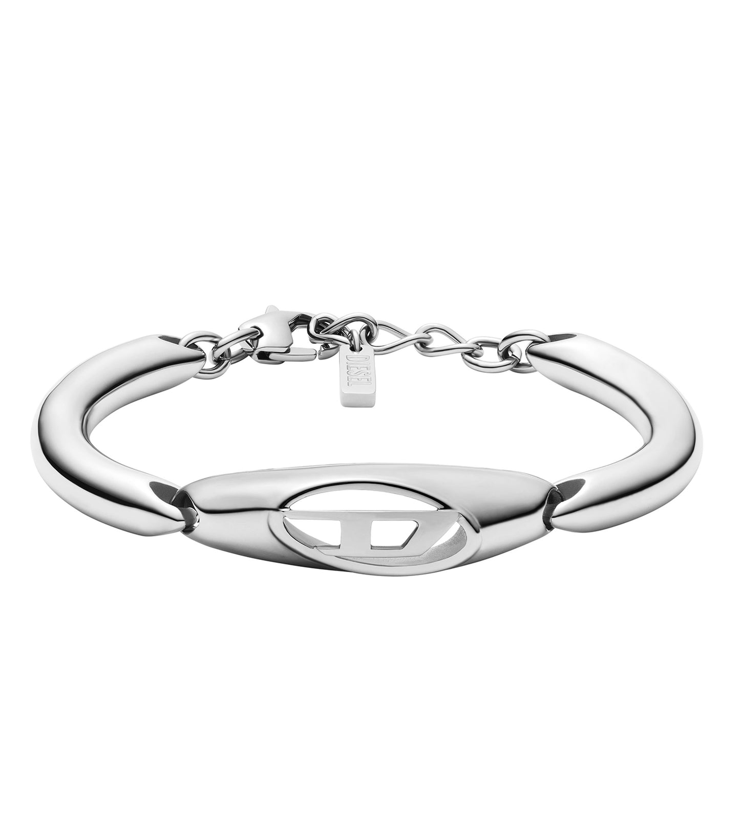 Unisex Oval D Logo Bracelet Silver Stainless Steel