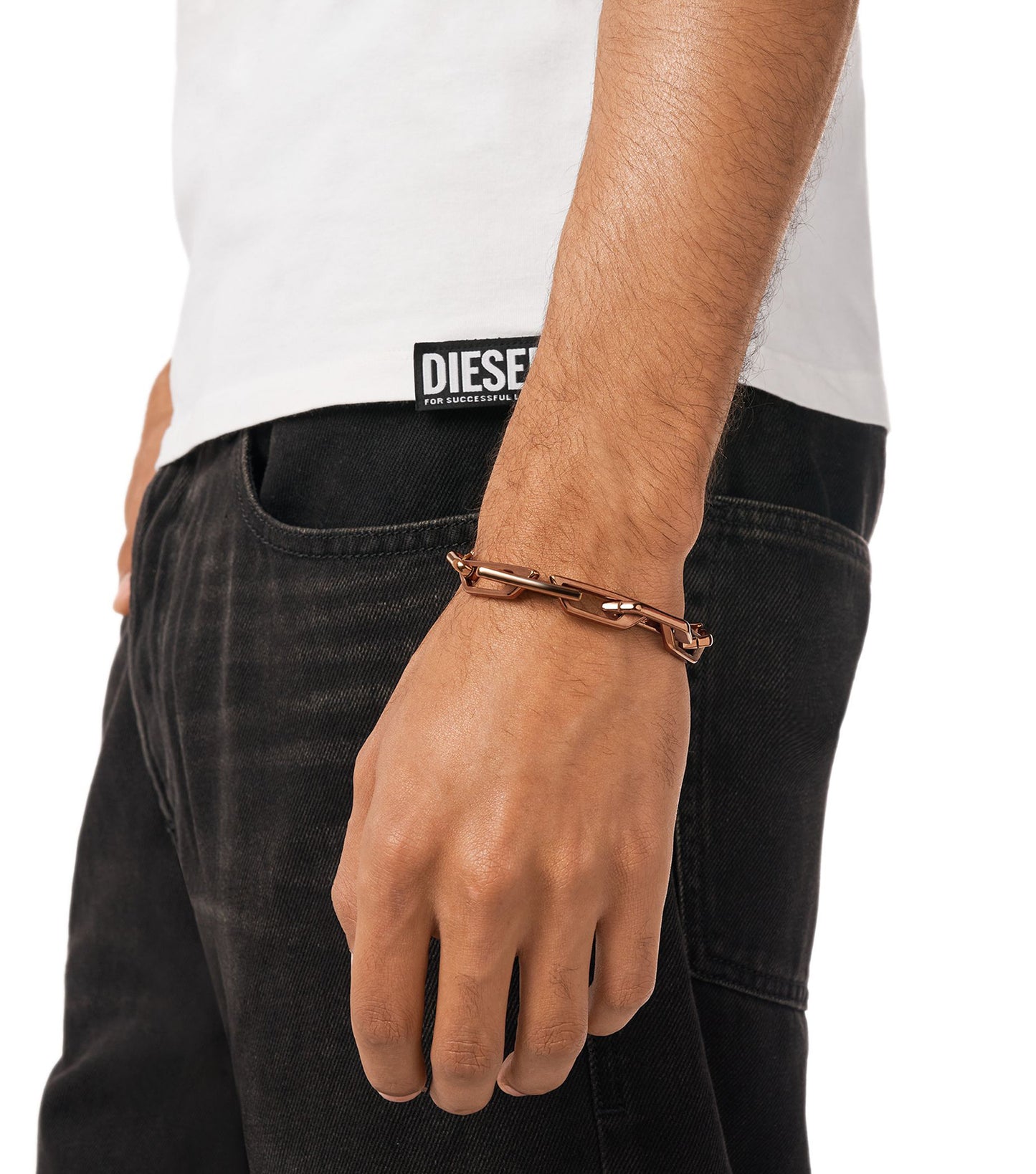 Unisex D Logo Bracelet Brown Stainless Steel