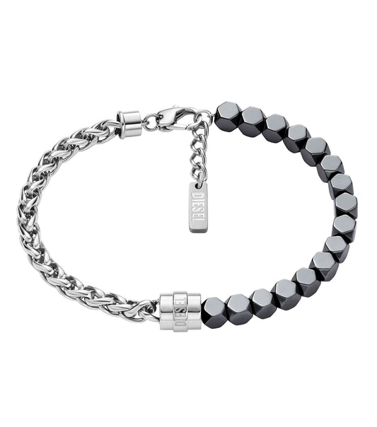 Men Diesel Font Bracelet Silver Stainless Steel