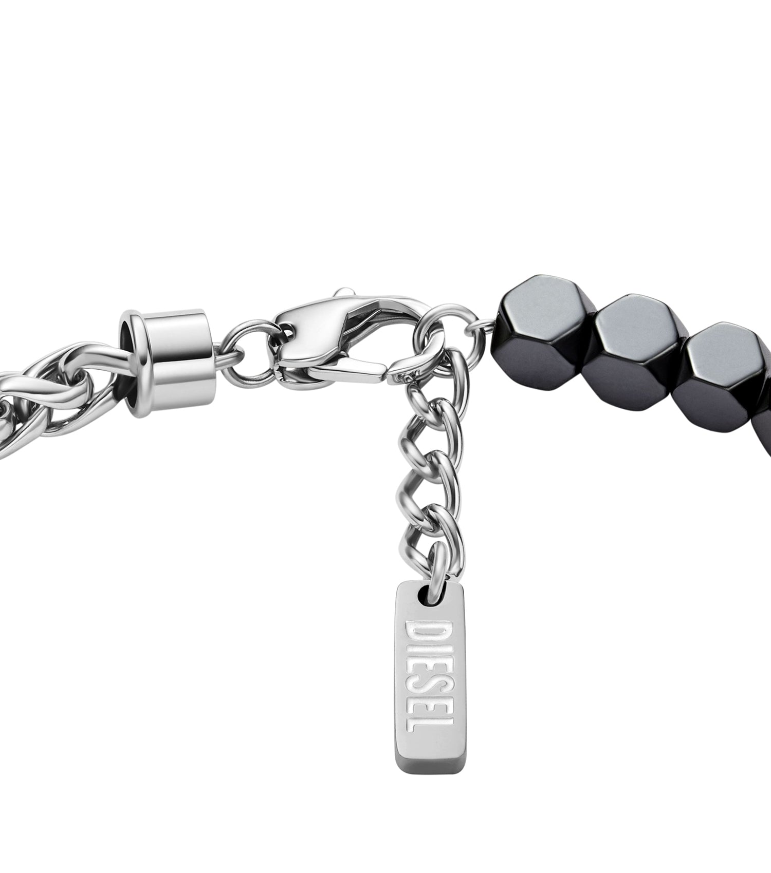 Men Diesel Font Bracelet Silver Stainless Steel