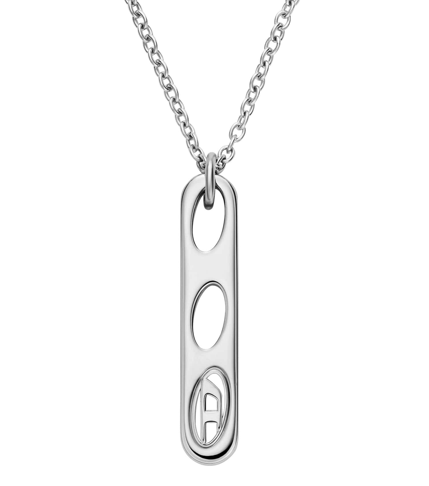 Unisex Oval D Logo Necklace Silver Stainless Steel