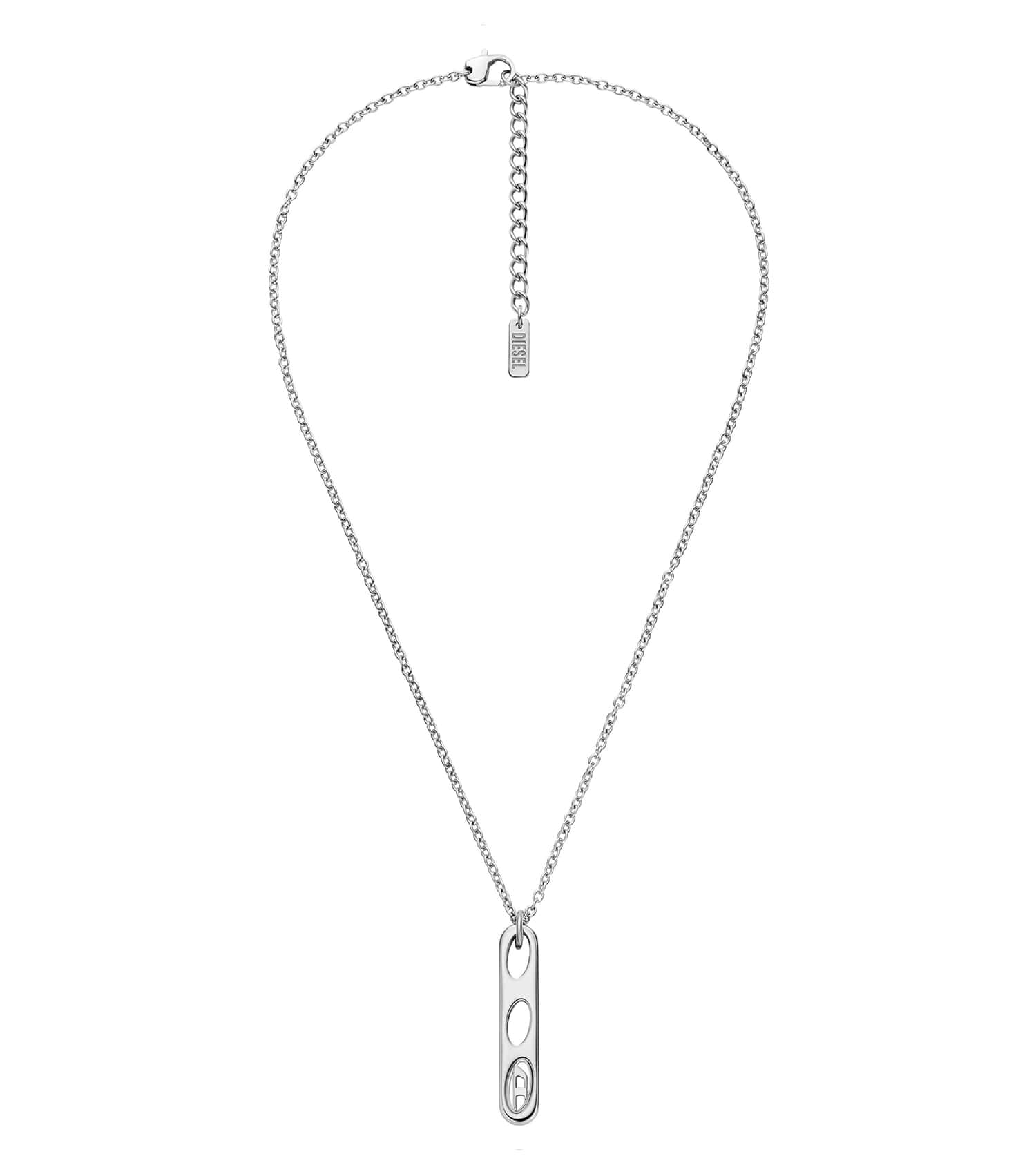 Unisex Oval D Logo Necklace Silver Stainless Steel