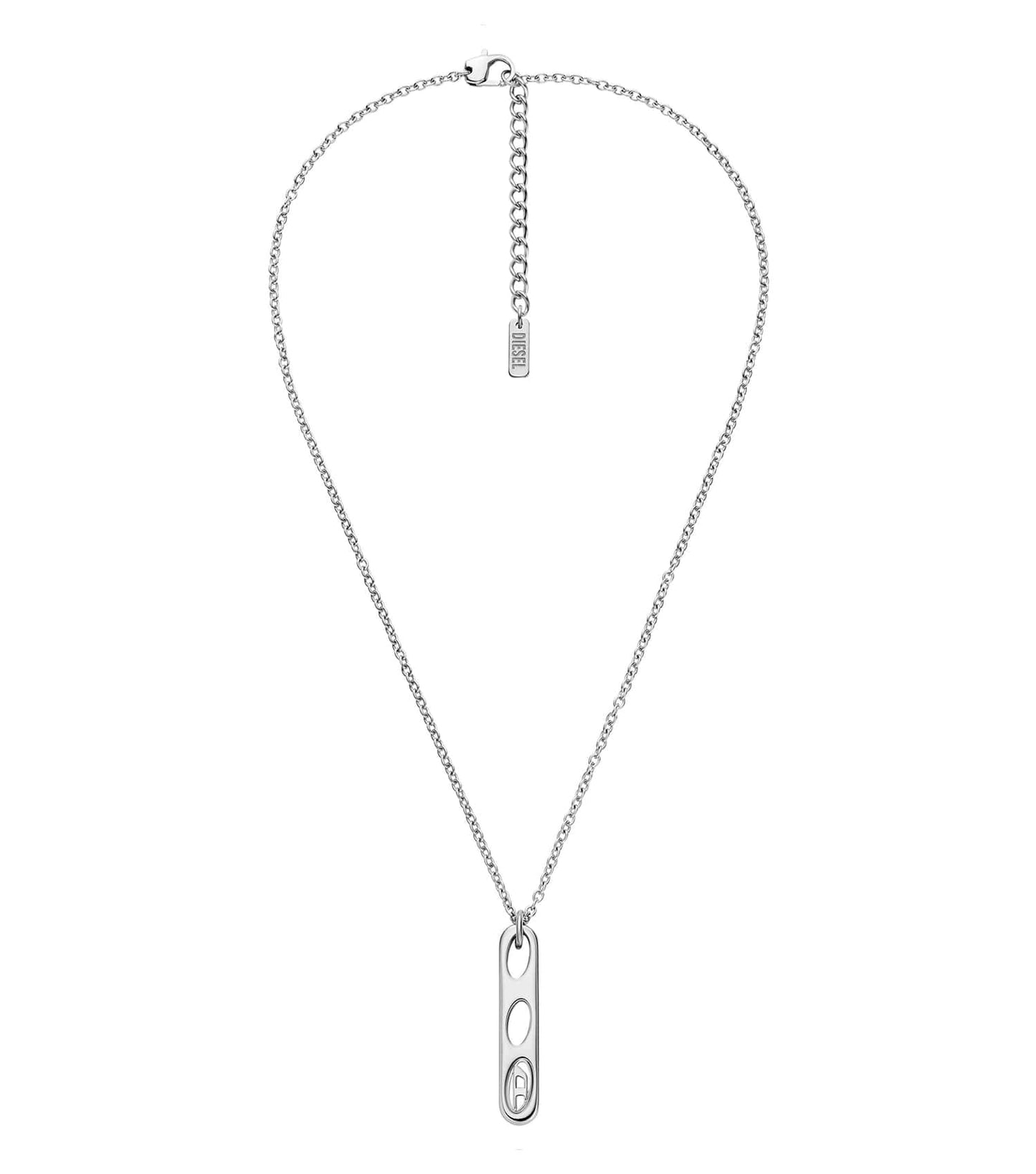 Unisex Oval D Logo Necklace Silver Stainless Steel