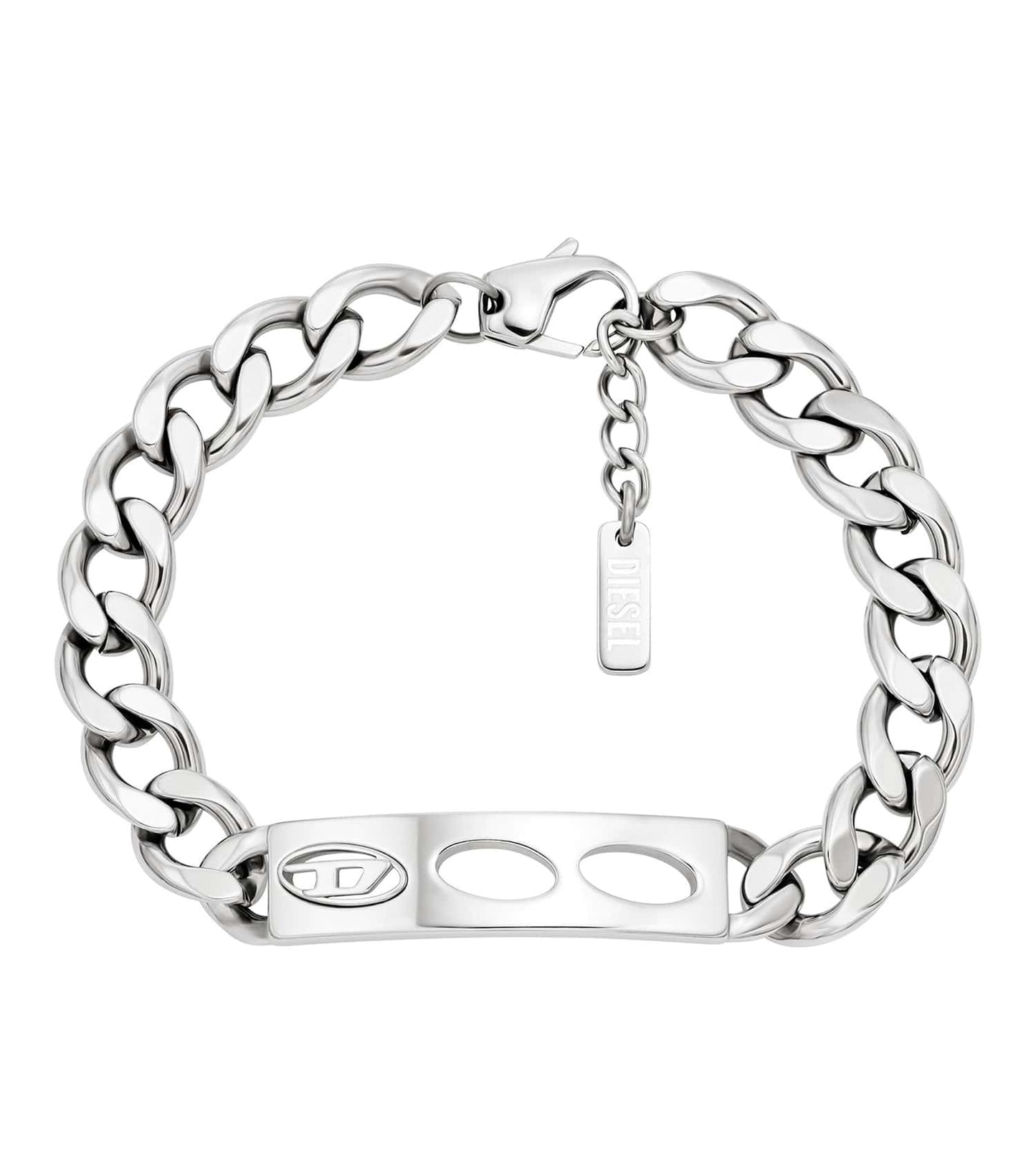 Men D Logo Bracelet Silver Stainless Steel