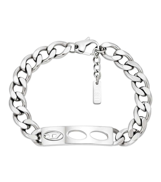 Men D Logo Bracelet Silver Stainless Steel
