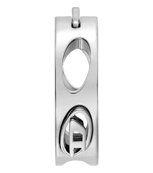 Unisex D Logo Earring Silver Stainless Steel