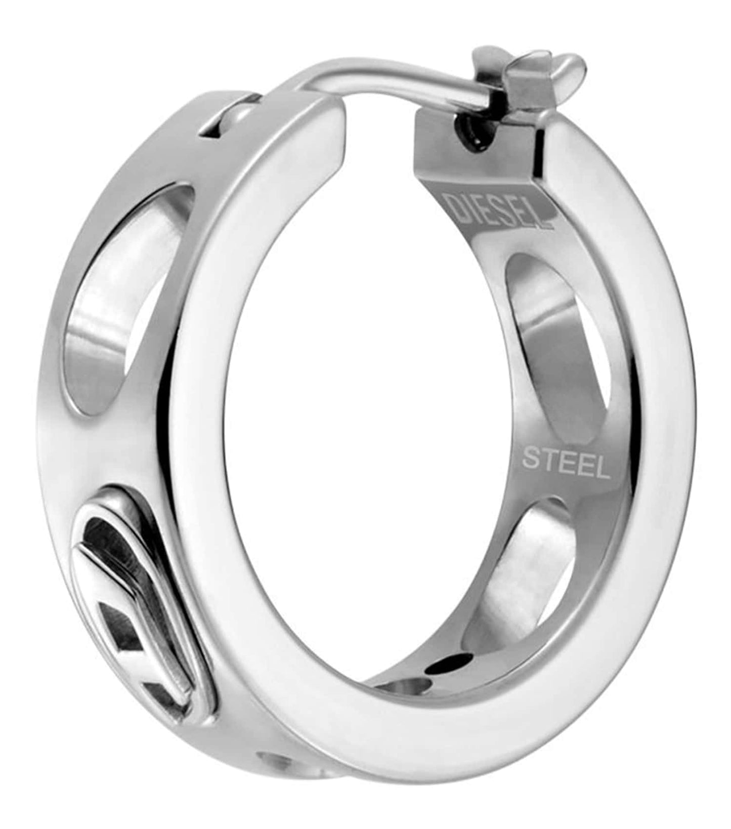 Unisex D Logo Earring Silver Stainless Steel