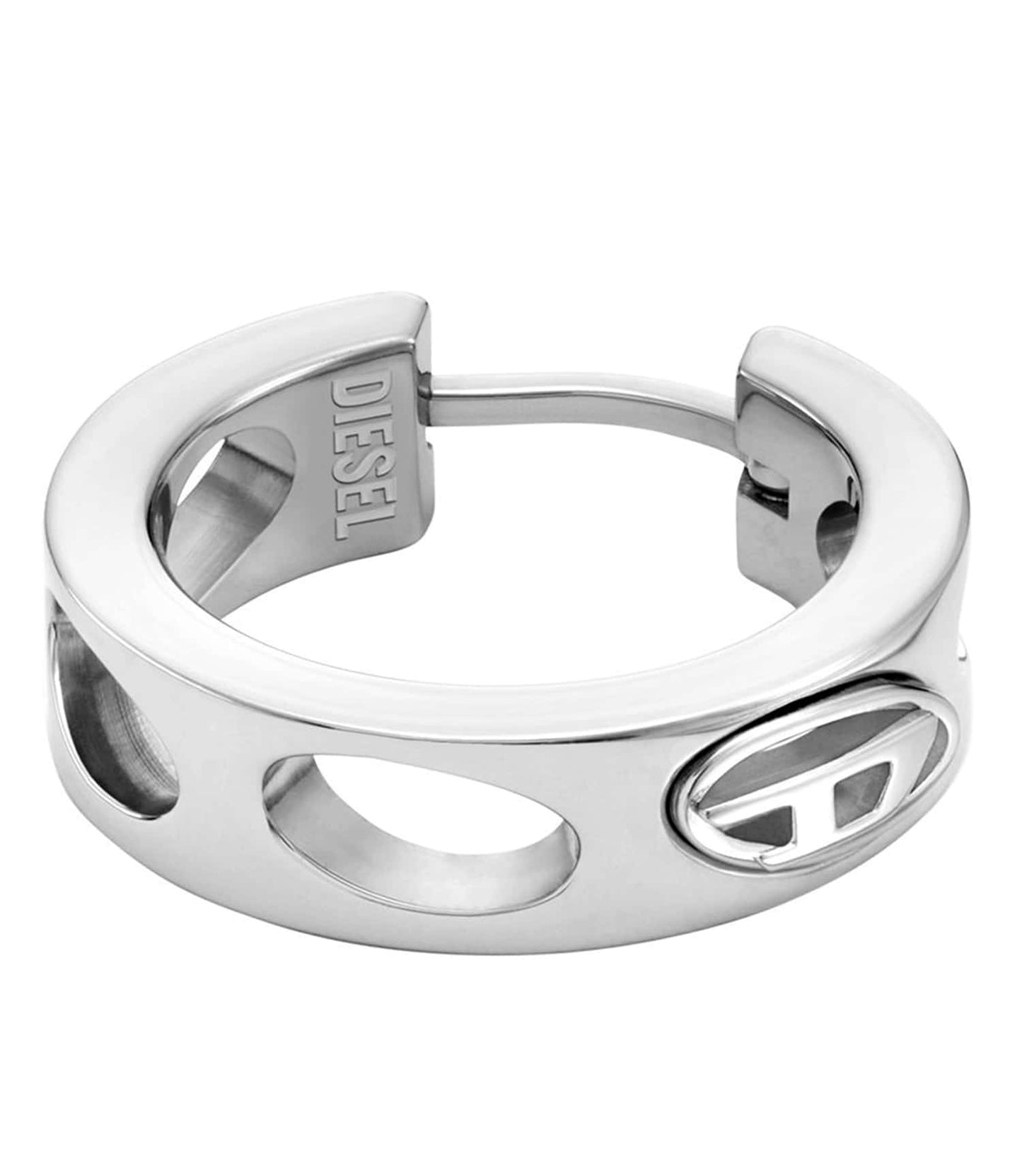 Unisex D Logo Earring Silver Stainless Steel
