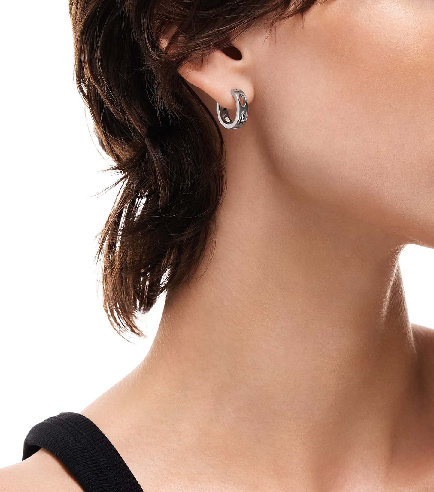 Unisex D Logo Earring Silver Stainless Steel