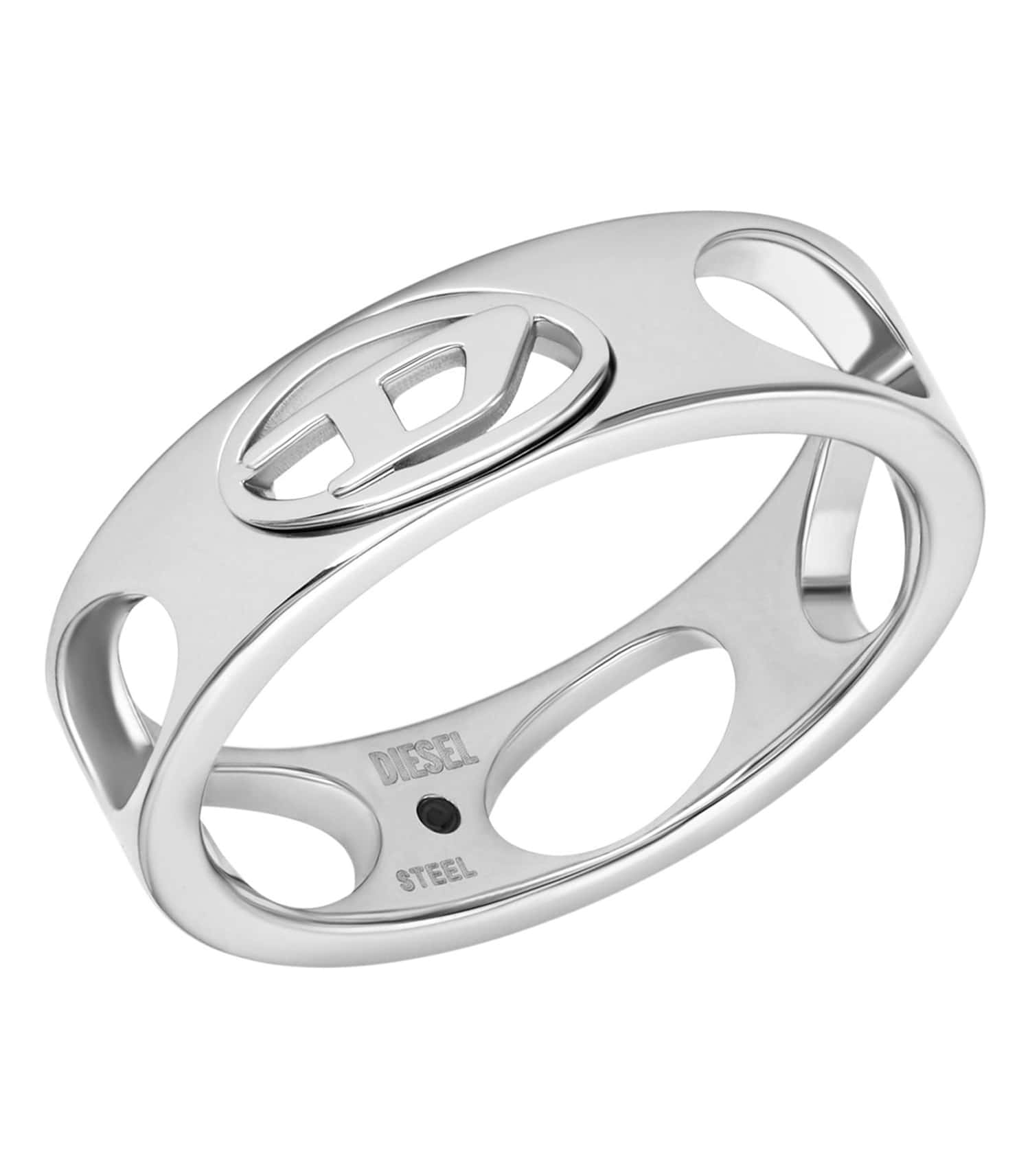 Unisex Oval D Logo Ring Silver Stainless Steel