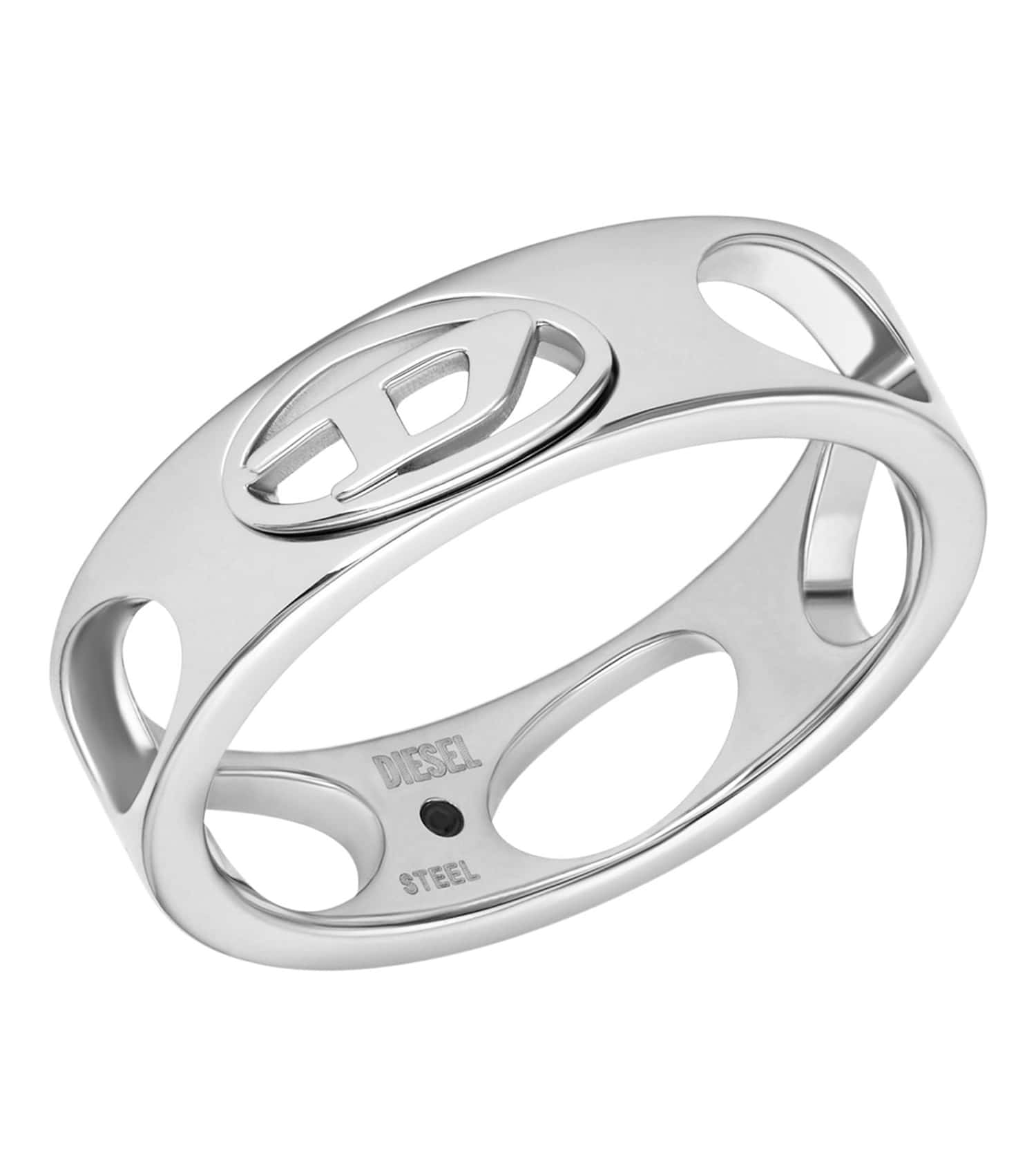 Unisex Oval D Logo Ring Silver Stainless Steel