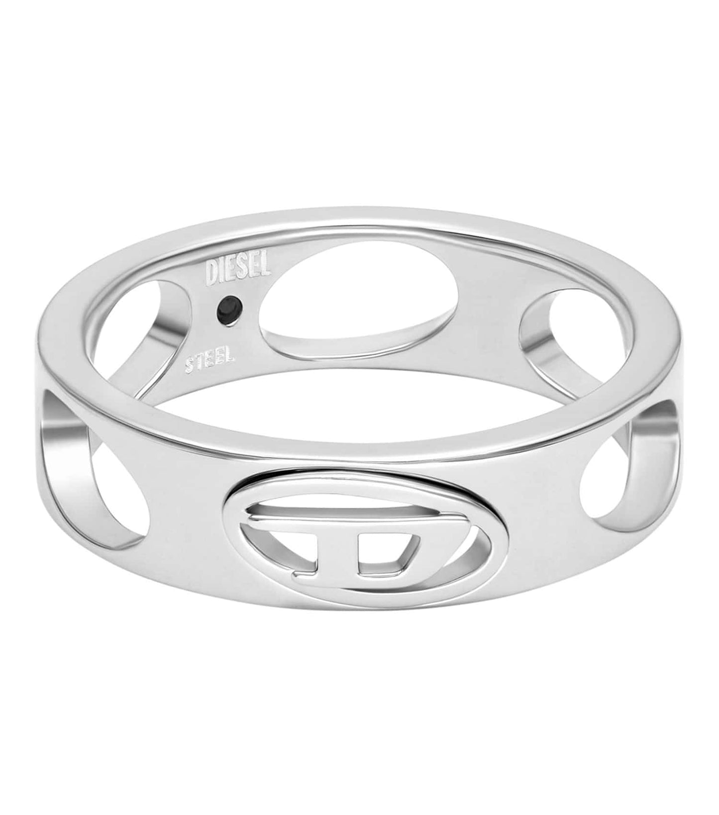 Unisex Oval D Logo Ring Silver Stainless Steel
