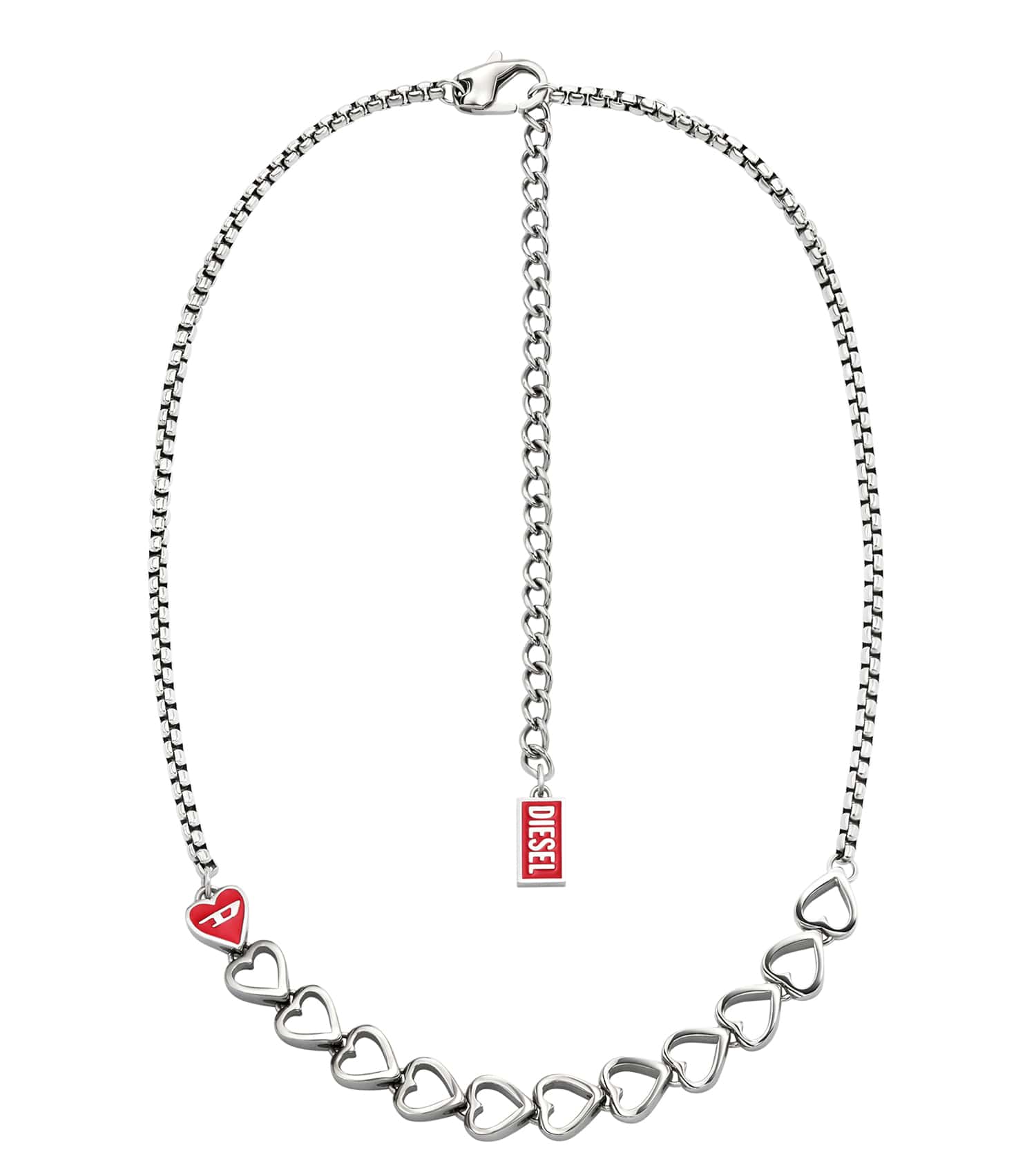 Unisex D Logo Necklace Silver Stainless Steel