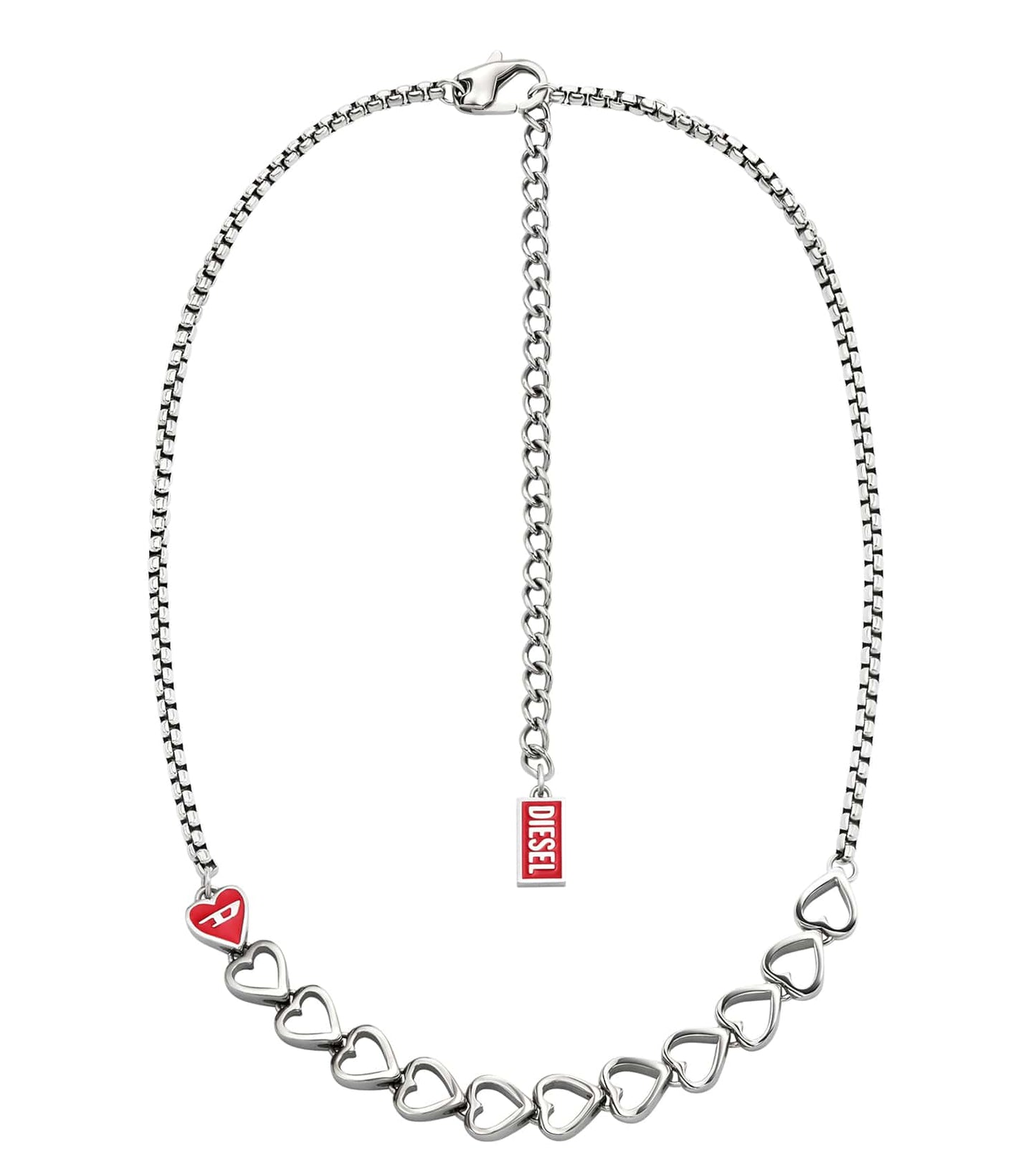 Unisex D Logo Necklace Silver Stainless Steel