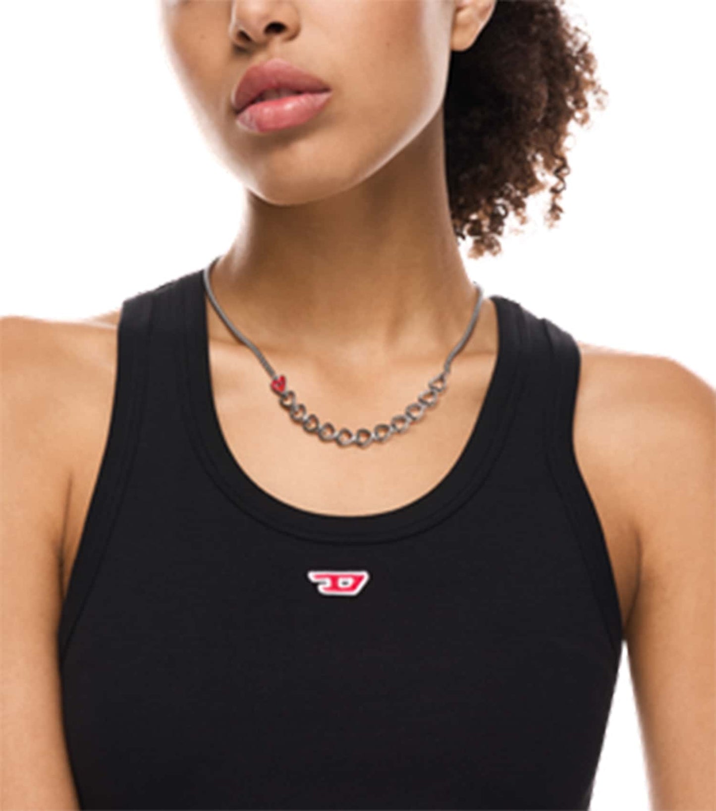 Unisex D Logo Necklace Silver Stainless Steel