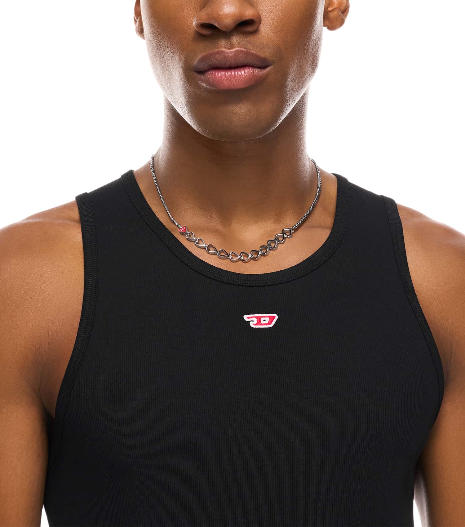 Unisex D Logo Necklace Silver Stainless Steel
