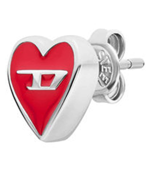 Unisex D Logo Earring Silver Stainless Steel