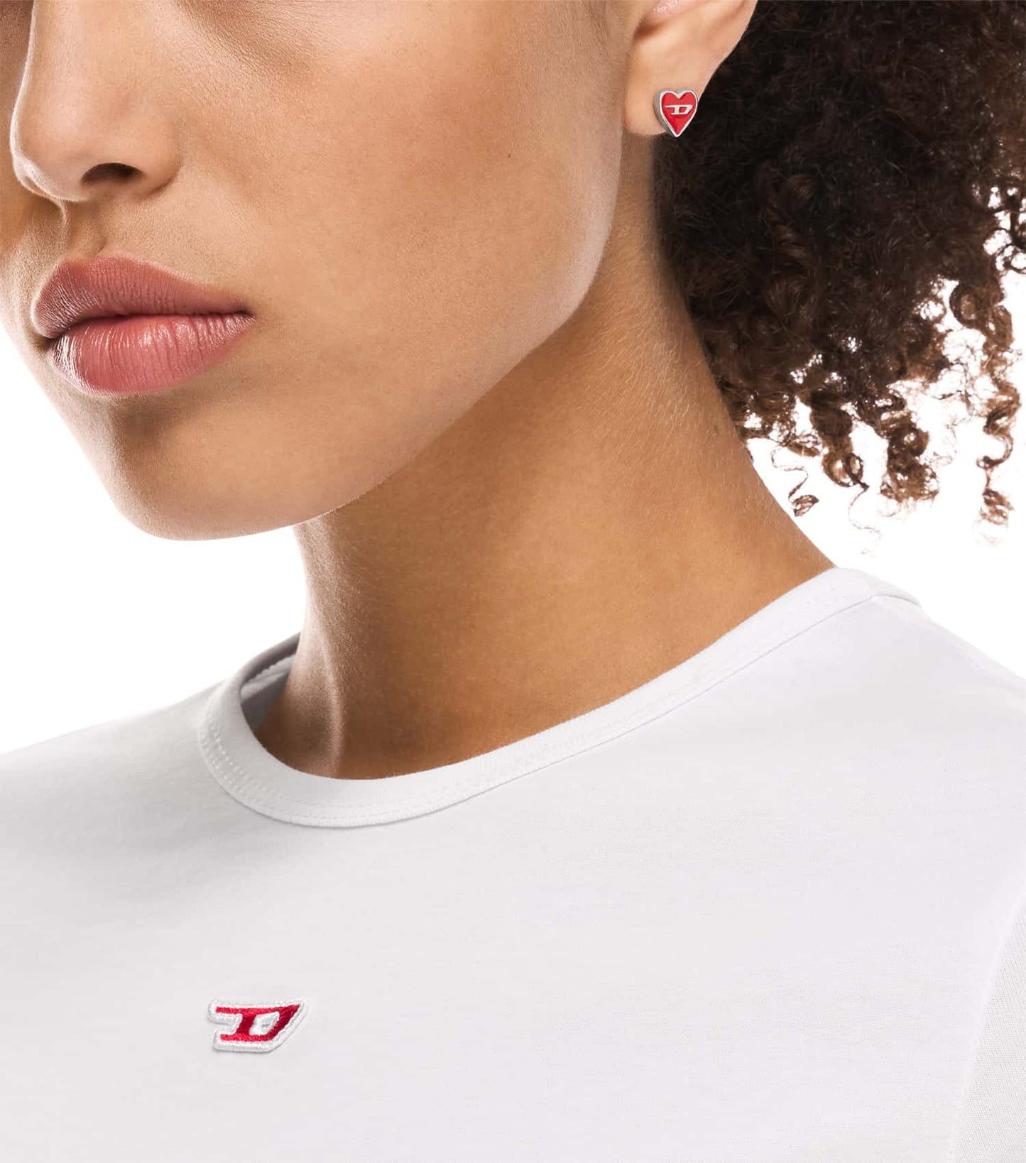 Unisex D Logo Earring Silver Stainless Steel