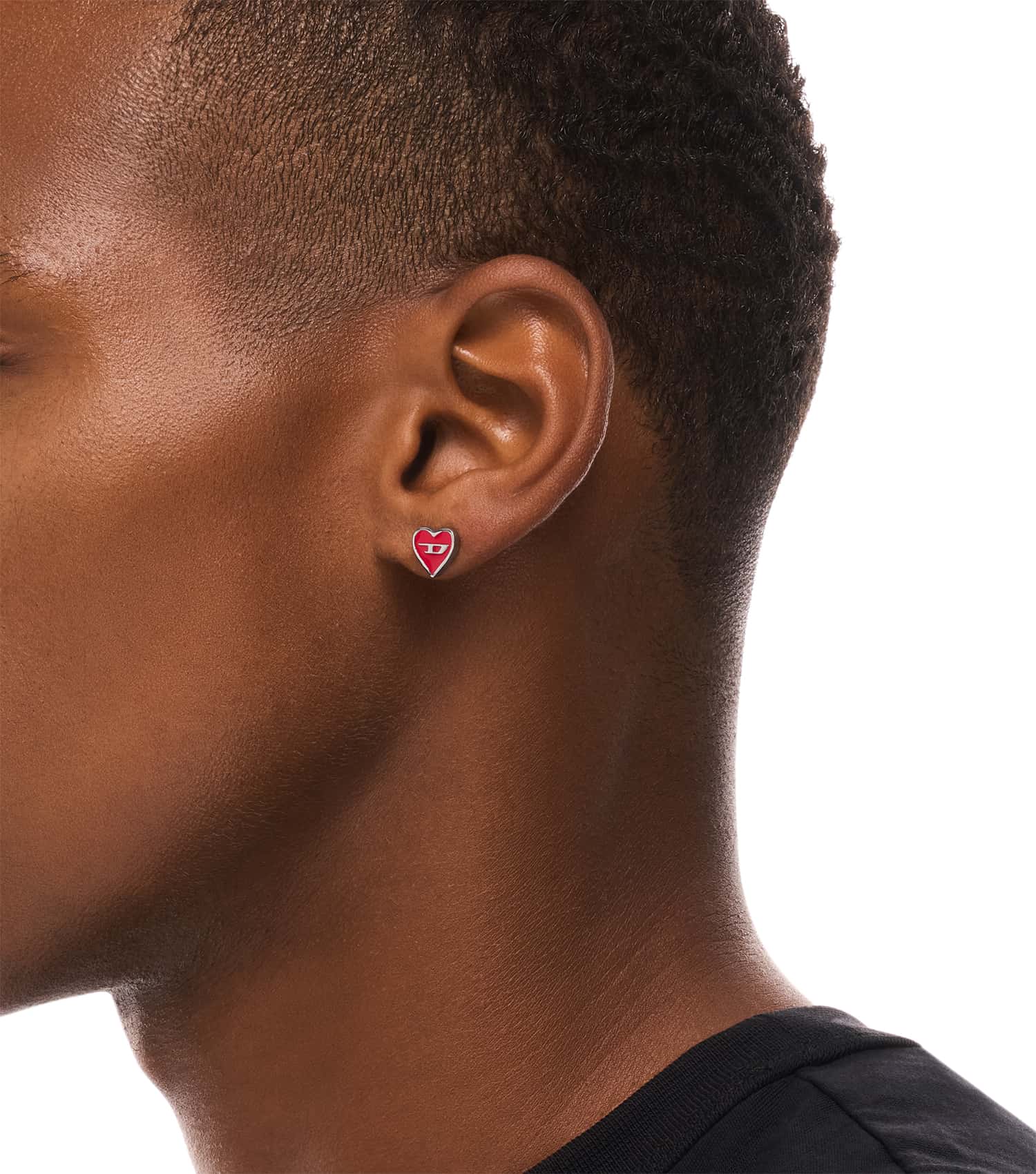 Unisex D Logo Earring Silver Stainless Steel
