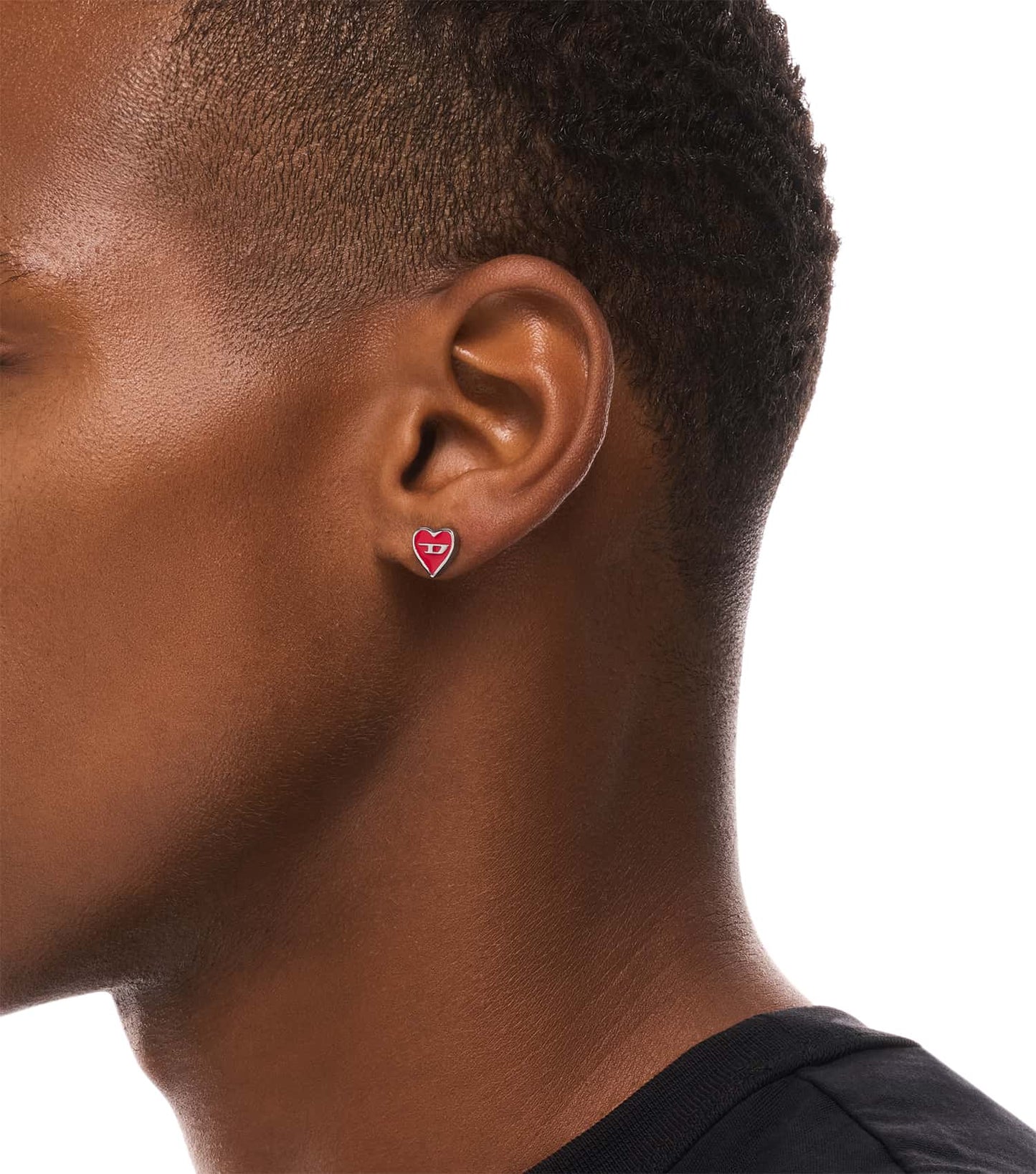 Unisex D Logo Earring Silver Stainless Steel